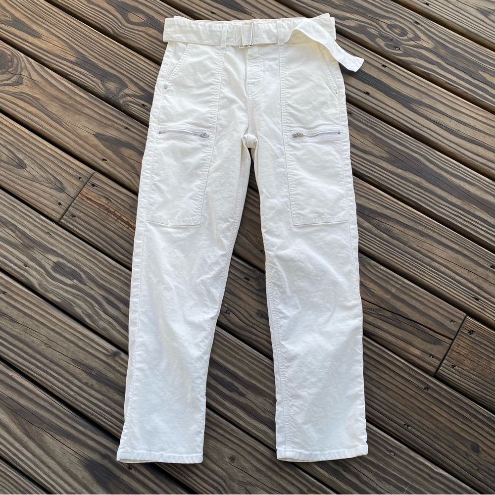 GRLFRND Skylar Belted Cargo Denim in Bone